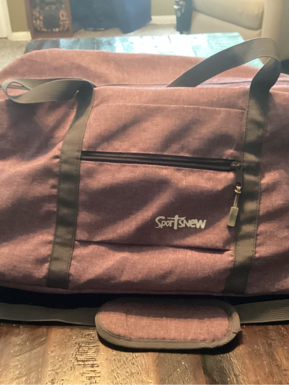 Maroon Men's Travel Duffel Bag with Shoulder Strap